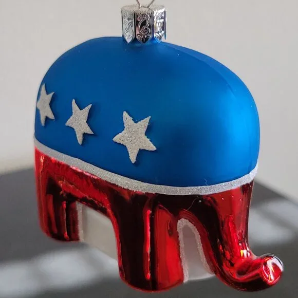 Waterford Republican Elephant Ornament NIB Holiday Heirlooms Blown Glass - Picture 2 of 8